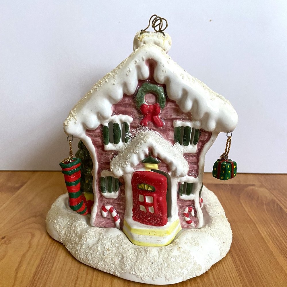 Whole Home Holiday Tealight House ceramic tabletop mantle Christmas Decoration